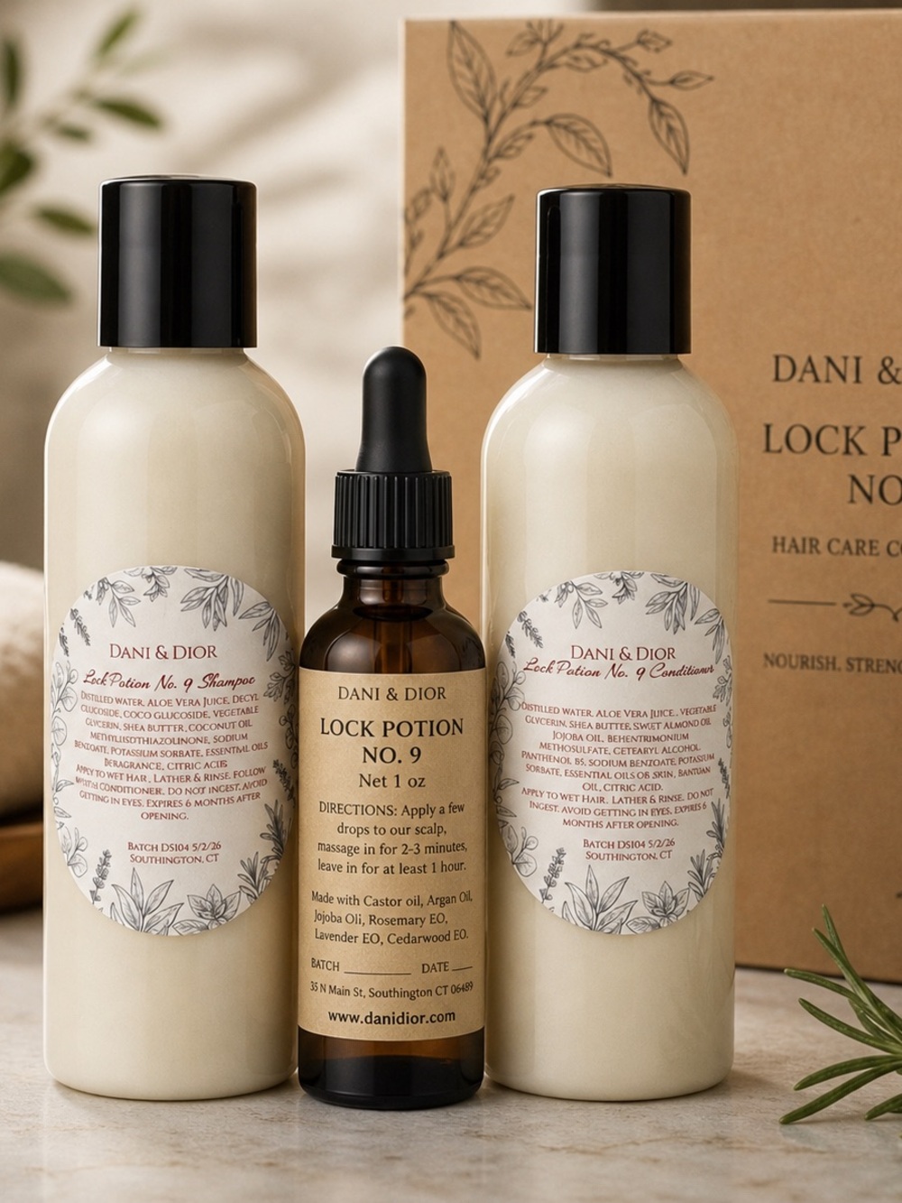 $100  HAIR GROWTH Lock Potion No. 9 Shampoo Conditioner and Hair Serum